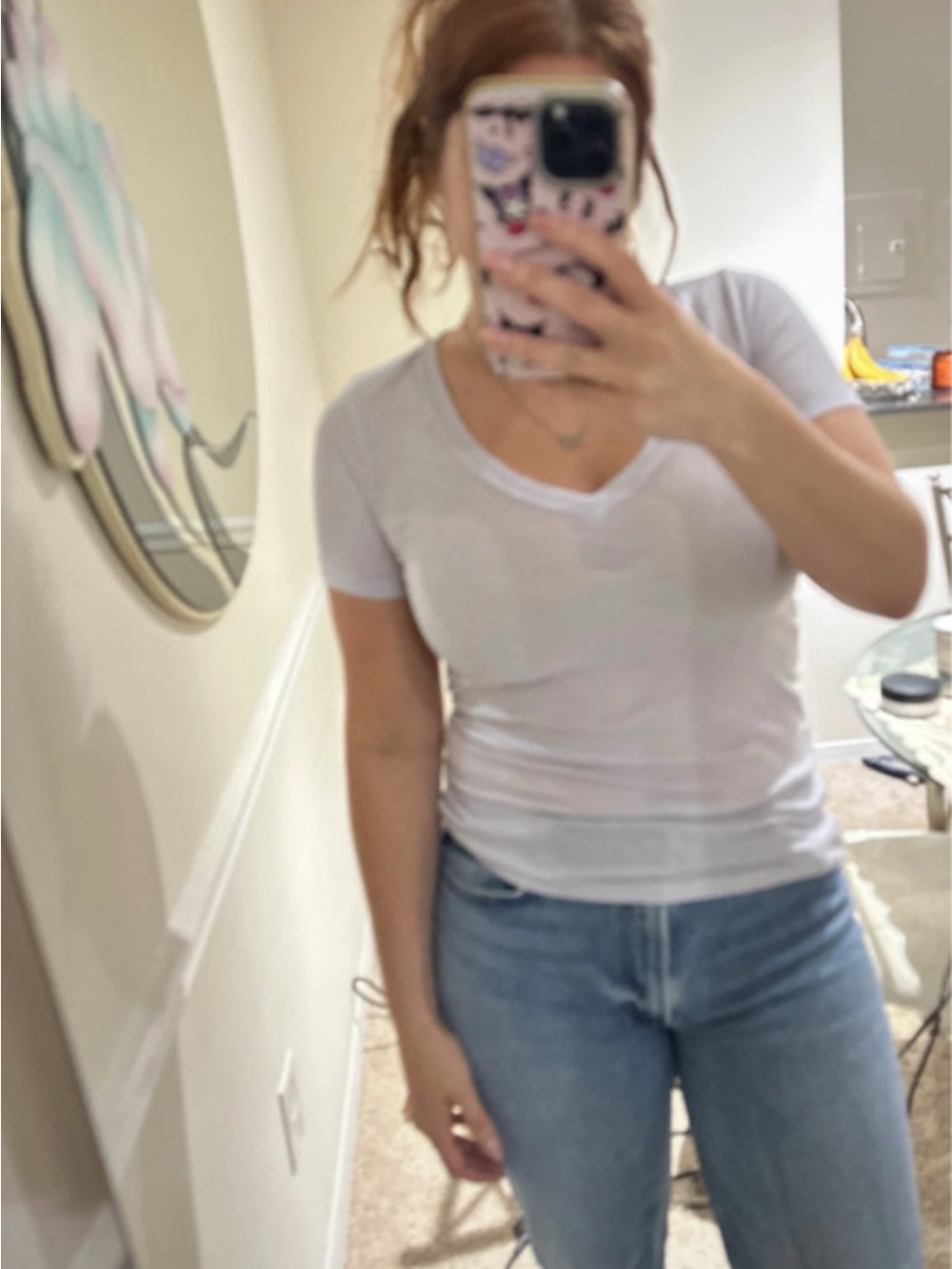 PINK Victoria's Secret Light Blue V‑Neck Short Sleeve Tee